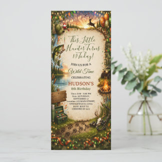 Convite Wild Adventure Hunter & Fisherman Boy's Birthday 