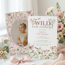 Convite Wild and Onederful Wildflower 1st Birthday