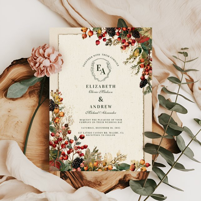 Convite Wild Berry Rustic Garden Wedding (Criador carregado)