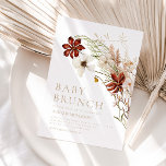 Convite Wild Bloom Rustic Floral Baby Brunch<br><div class="desc">Nosso convite para o brunch de bebê rústico WILD BLOOM apresenta cores boêmicas impressionantes e uma combinação simples de tipografia serif e sans serif.</div>