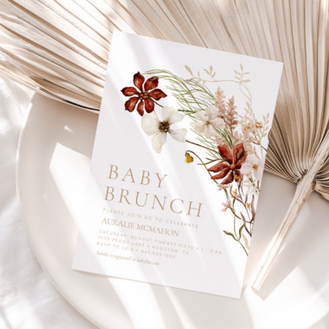 Convite Wild Bloom Rustic Floral Baby Brunch (Criador carregado)