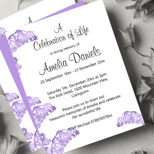 Convite Wild Bluebell Celebration of Life Card