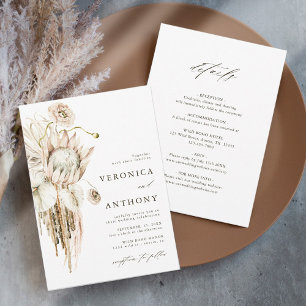Convite Wild Boho Protea Pampas Casamento de Grass Tudo em