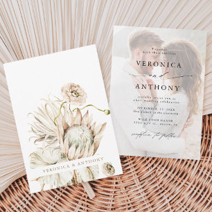 Convite Wild Boho Protea Pampas Grass Foto De Casamento Fl