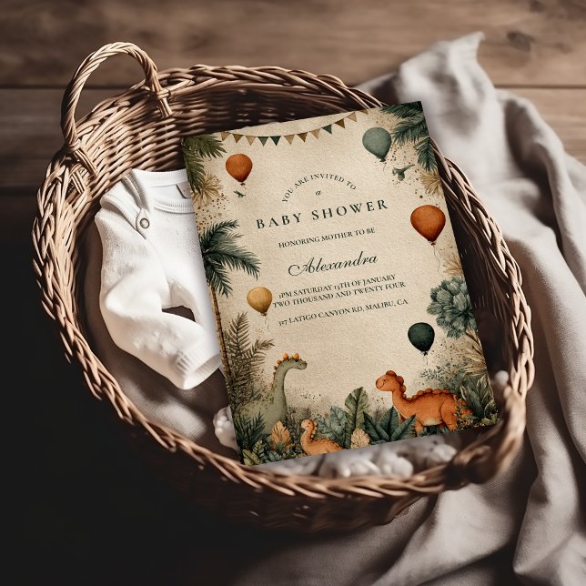 Convite Wild Dino Forest Baby Shower (Criador carregado)