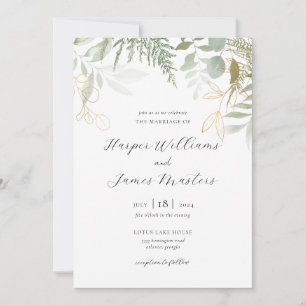 Convite Wild Fern Greenery Wedding