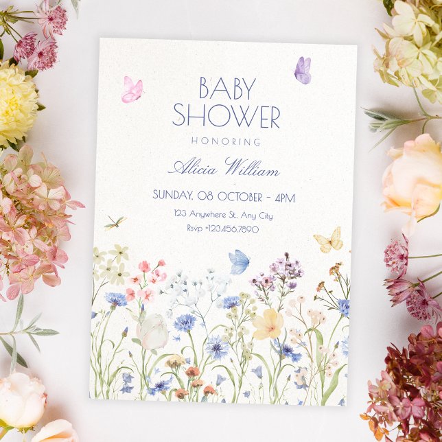 Convite Wild flowers baby shower (Criador carregado)
