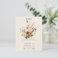 Wild Flowers Vintage Floral Bohemian Wedding RSVP