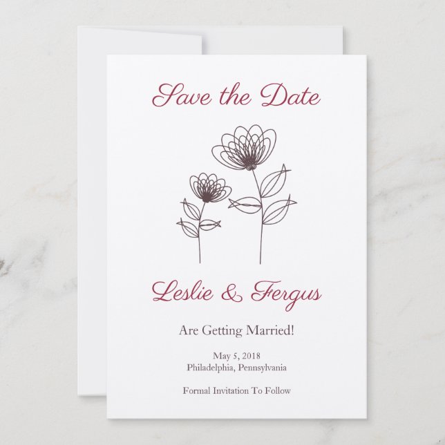 Convite Wild Flowers with Branches and Leaves (Frente)