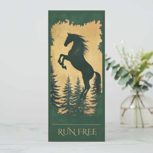 Convite Wild Forest Horse Card — Run Free (Em pé/Frente)