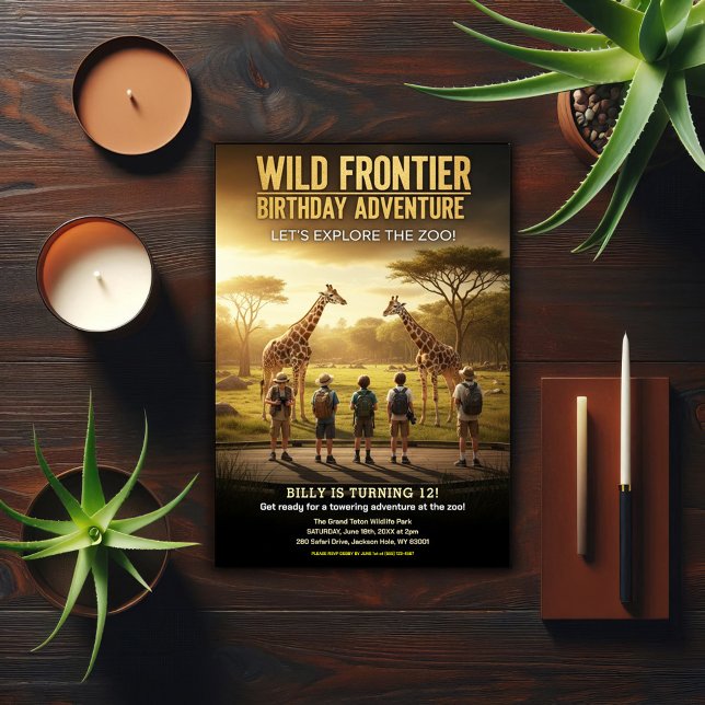 Convite Wild Frontier Zoo Birthday Party (Criador carregado)