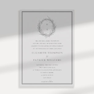 Convite Wild Greenery Crest Formal Casamento Tradicional