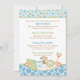 Convite Wild Jungle Animals Baby Boy Shower Invitation