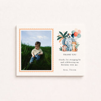 Convite Wild Jungle Birthday Party Photo Thank You Card
