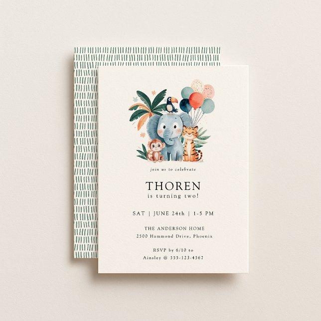 Convite Wild Jungle Theme Birthday Party (Criador carregado)