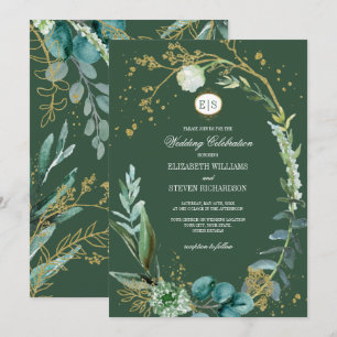 Convite Wild Meadow Casamento Geométrico Botânico Verd