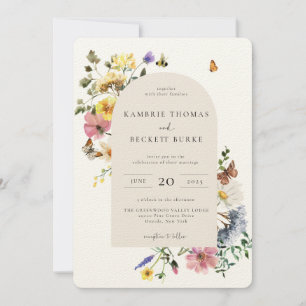 Convite Wild Meadow Floral Arch Frame Wedding