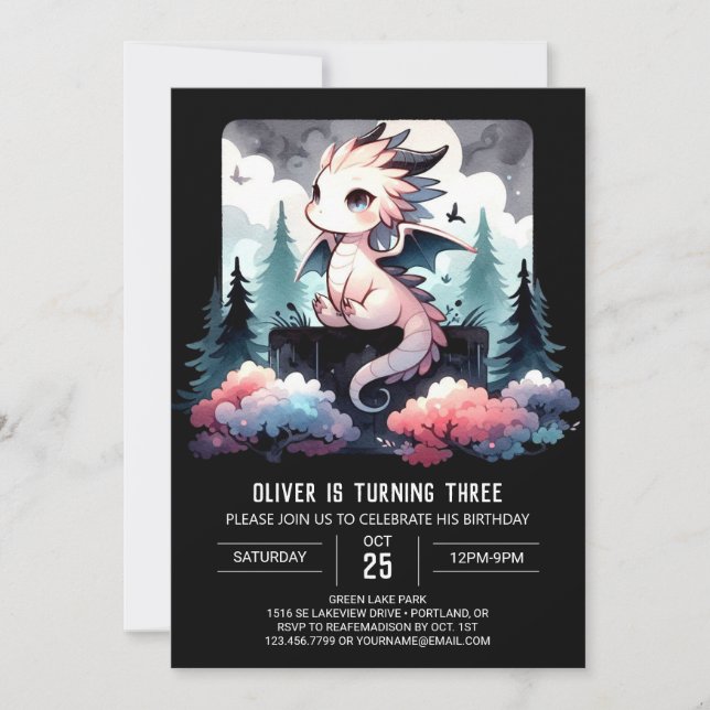 Convite Wild Modelo Dragon Birthday (Frente)