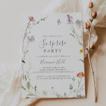 Convite Wild Multicolor Floral Surprise Party<br><div class="desc">Este convite para uma festa surpresa floral multicolor é perfeito para um aniversário moderno,  aposentadoria ou qualquer festa surpresa. A design apresenta flores elegantes,  cor-de-água,  cor-de-rosa,  pincelada,  roxa,  marinho e branca,  com folhas verdes esmeraldas.</div>