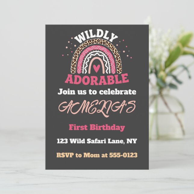 Convite Wild One 1st Birthday Invitation (Em pé/Frente)