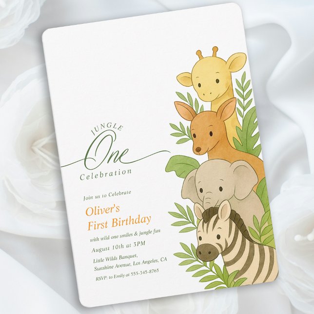 Convite Wild One Animal Birthday Illustration 1st Birthday (Wild One Animal Birthday Illustration 1st Birthday Invitation)