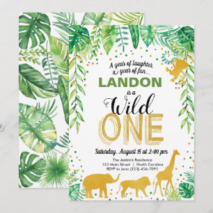 Convite Wild One Birthday Invitation Jungle Safari