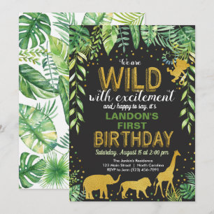 Convite Wild One Birthday Invitation Jungle Safari