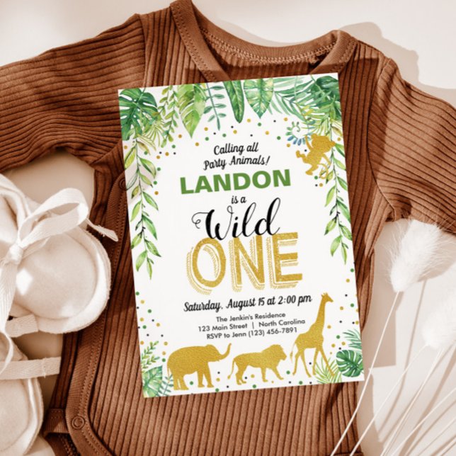 Convite Wild One Birthday Invitation Jungle Safari (Criador carregado)