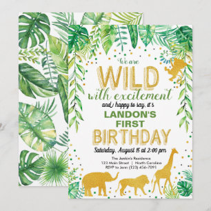 Convite Wild One Birthday Invitation Jungle Safari