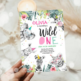 Convite Wild One Birthday Invitation Safari Girl