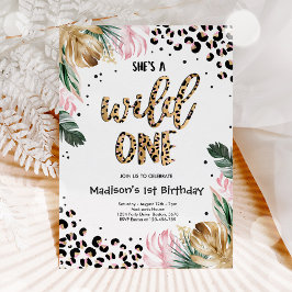 Convite Wild One Birthday Leopard Imprime Wild Jungle Part