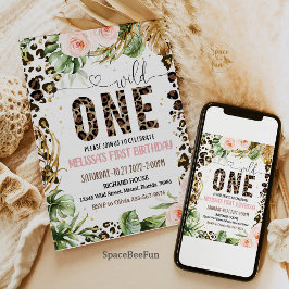 Convite Wild One Birthday Leopard Imprime Wild Jungle Part