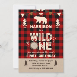Convite Wild One Birthday Lumberjack Wild One
