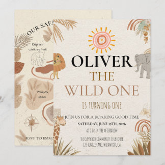 Convite Wild One - Boho Safari First Birthday