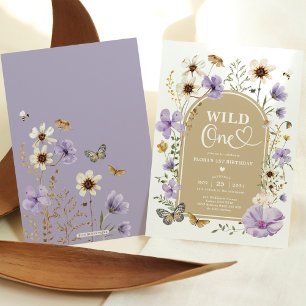 Convite Wild One: Campo de Flores Silvestres de Lavanda 1º