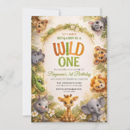 Convite WILD ONE cute Jungle Safary Custom 1st Birthday