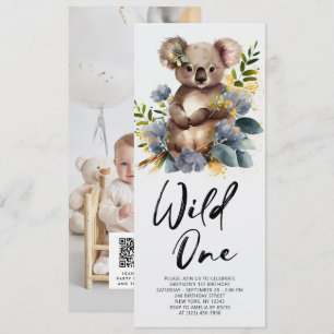 Convite Wild One Cute Koala primeiro aniversario Animal