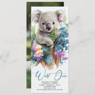 Convite Wild One Cute Koala primeiro aniversario Animal