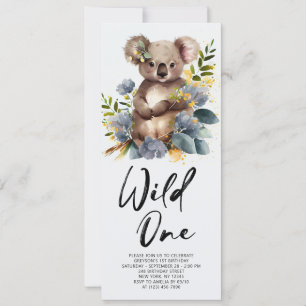 Convite Wild One Cute Koala primeiro aniversario Animal