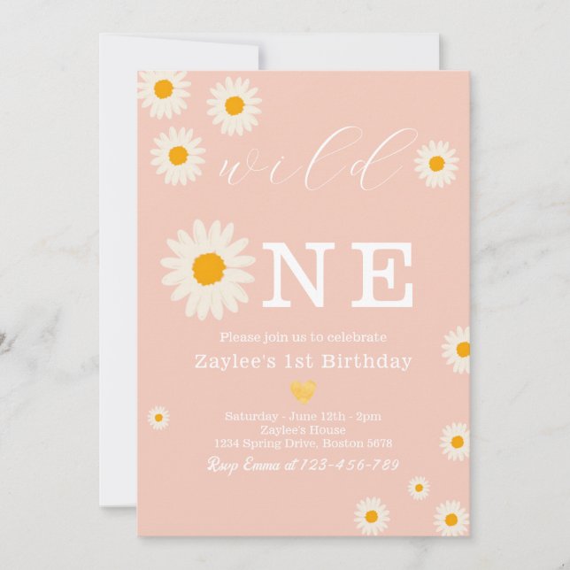 Convite Wild One Daisy Boho Birthday Bash | Aniversário de (Frente)