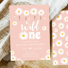 Wild One Daisy Boho Retro Pink Girl Primeiro Anive