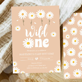 Convite Wild One Daisy Boho Sand Creme Girl Primeiro Anive