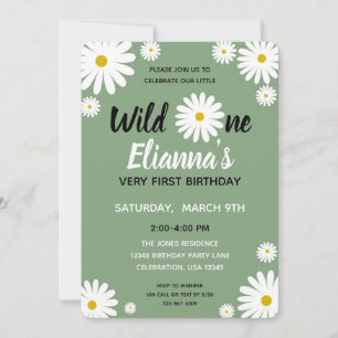 Convite Wild ONE Daisy Flower Girl Aniversário