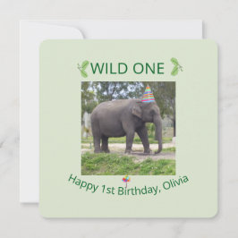 Convite Wild One Elephant Birthday Party Invite Design