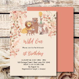 Convite Wild One First Birthday Boho Safari Pink Blush