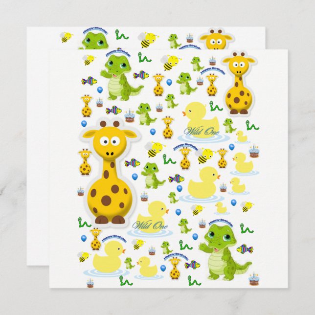 Convite Wild One First Birthday Card (Frente/Verso)