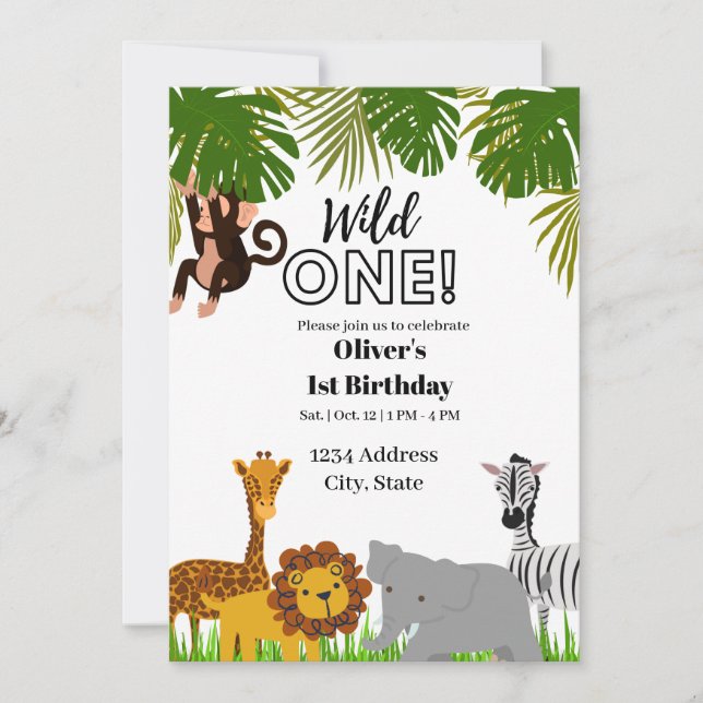Convite Wild one first birthday invitation  (Frente)
