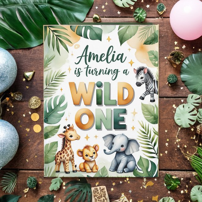 Convite Wild One First Birthday Invitation Card | Amelia (Criador carregado)