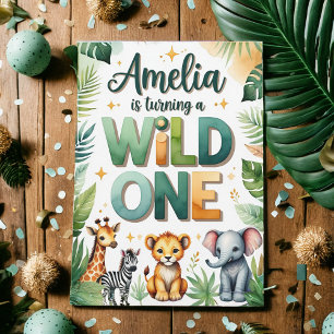 Convite Wild One First Birthday Invitation Card   Amelia