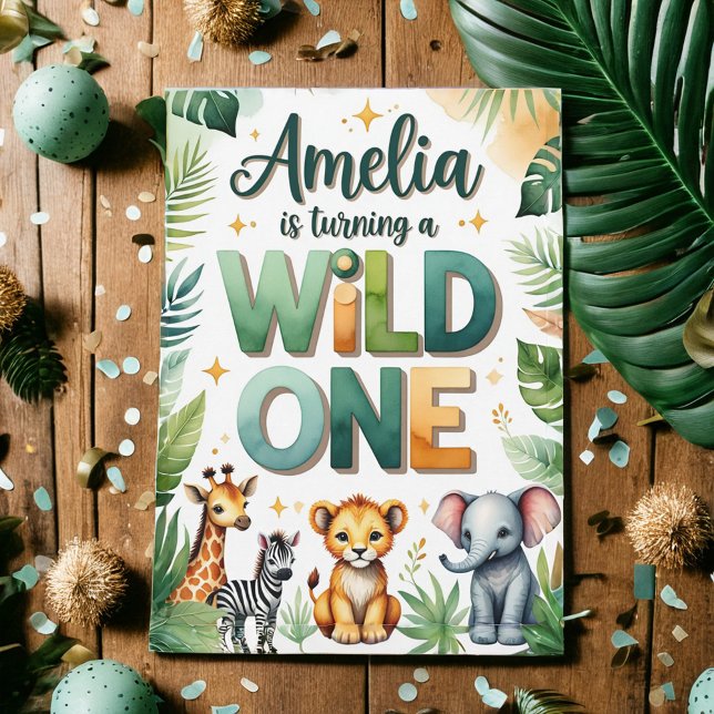 Convite Wild One First Birthday Invitation Card | Amelia (Criador carregado)